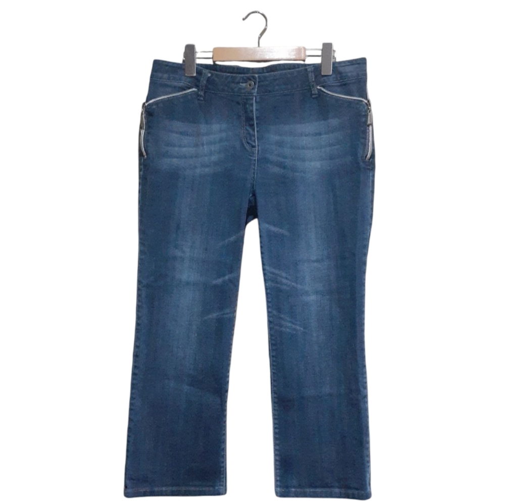 Bianca Nygard Women's Wide-leg Cropped Zipper Embellished Jeans Size 12
